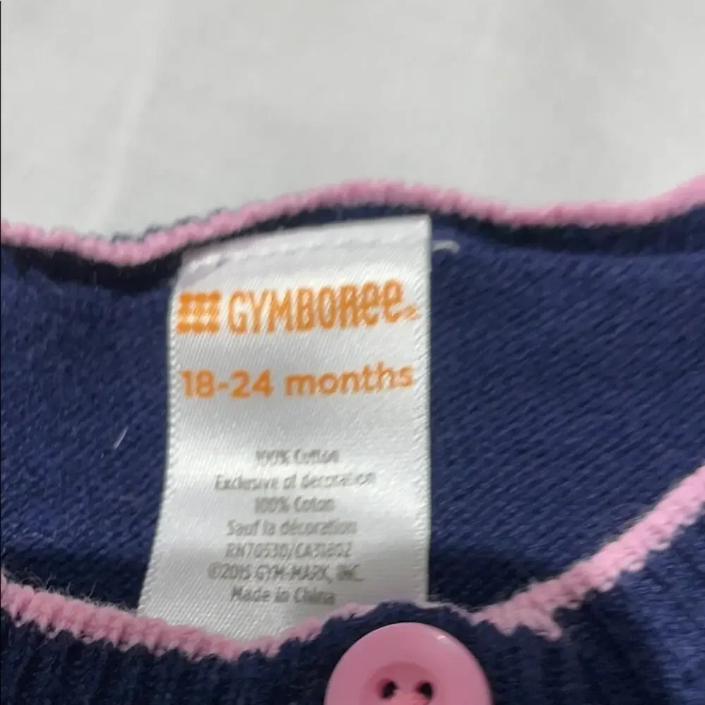 Gymboree 18-24 blue sweater pink heart euc